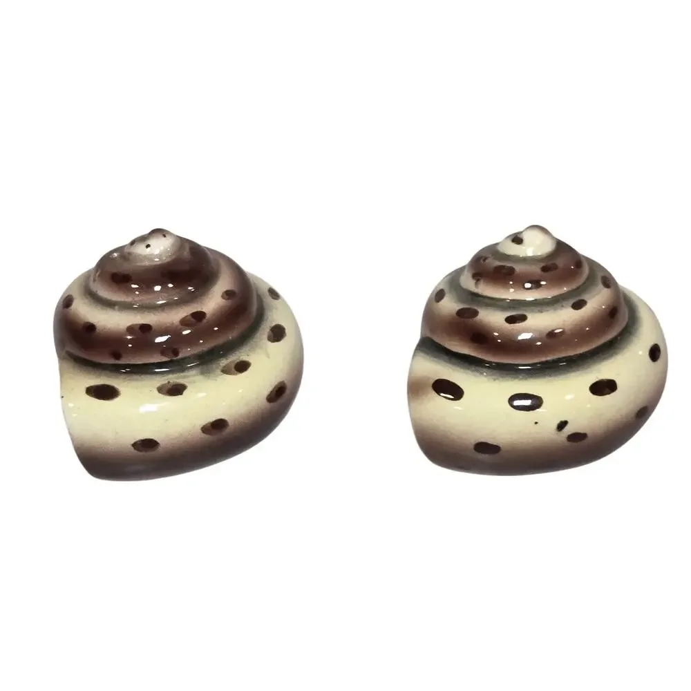 Vintage Japan Snail Shell Salt Pepper Shakers Ceramic Mid Century 50s